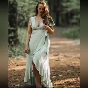 Altar'd State Sage High Low Wrap Dress